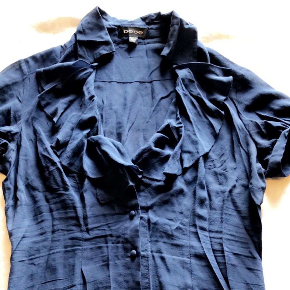 Cute Silk Ruffled BeBe Blouse XS